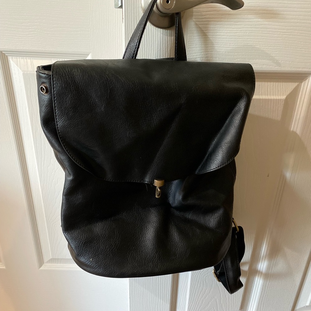 Black leather backpack